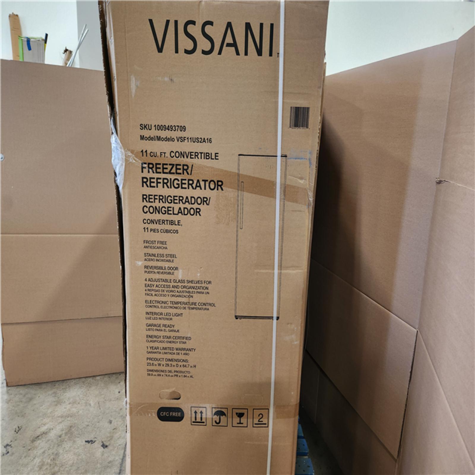 Phoenix NEW 2 Vissani 24 in. 11 cu. ft. Convertible Auto Defrost Garage Ready Upright Freezer/Refrigerator in Stainless Steel, Energy Star