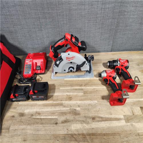 HOUSTON LOCATION - AS-IS Milwaukee M18 18-Volt Lithium-Ion Brushless Cordless Combo Kit (3-Tool) with 2-Batteries, 1-Charger and Tool Bag