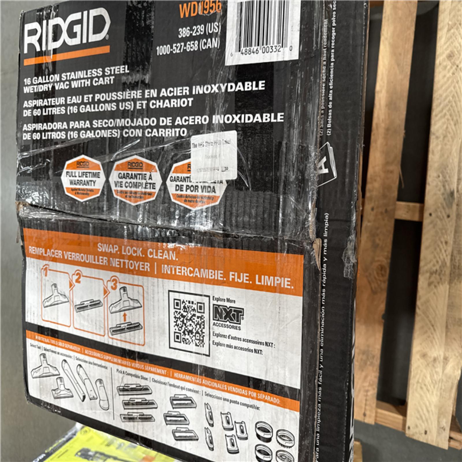 California AS-IS Ridgid 16 Gallon Stainless Steel Wet/Dry Vac with Cart