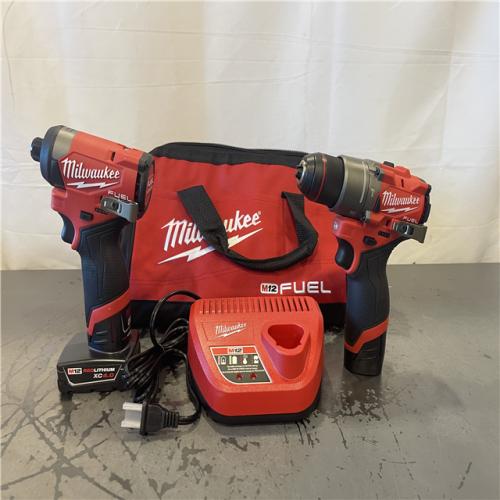 AS-IS- Milwaukee 12V Brushless Hammer Drill and Impact Driver Combo Kit