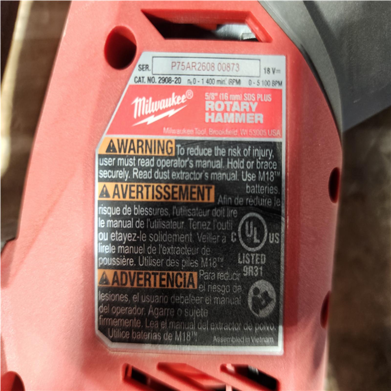 HOUSTON LOCATION - AS - IS Milwaukee FUEL 18V Lithium-Ion Brushless Cordless 5/8 in. SDS-Plus Rotary Hammer (Tool-Only)