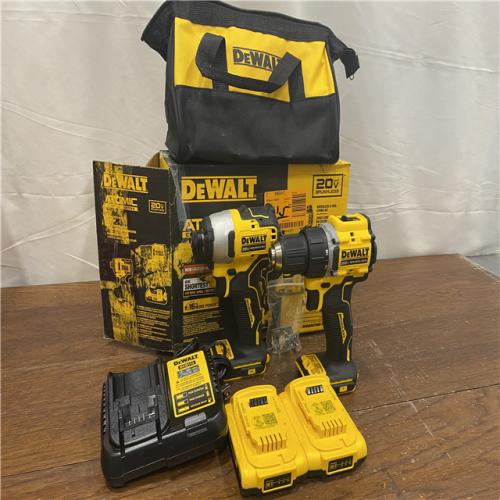 AS-IS Dewalt DCK225D2 20V MAX ATOMIC Brushless Compact Lithium-Ion 1/2 in. Cordless Drill Driver and 1/4 in. Impact Driver Combo Kit with 2 Batteries 2 Ah