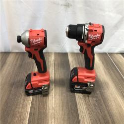 AS-IS Milwaukee 18-Volt Lithium-Ion Brushless Cordless Compact Hammer Drill/Impact Combo Kit