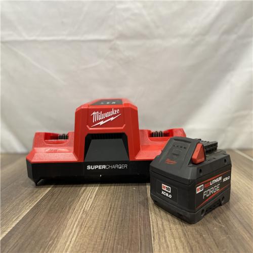 AS-IS Milwaukee  18V Lithium-Ion REDLITHIUM FORGE 8.0 Ah Battery Pack with 18V Dual Bay Simultaneous Super Charger