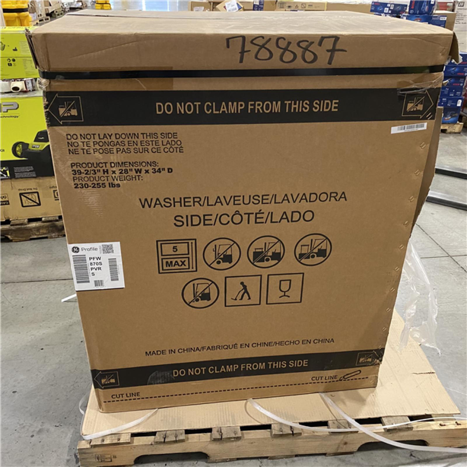 DALLAS LOCATION - AS-IS- GE Profile 5.3 cu. ft. Smart Front Load Washer in Sapphire Blue w/OdorBlock UltraFresh Vent System  Microban  Tier 2 EStar