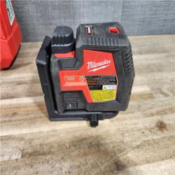 HOUSTON LOCATION - AS-IS Milwaukee Green 100 ft. Cross Line and Plumb Points Rechargeable Laser Level