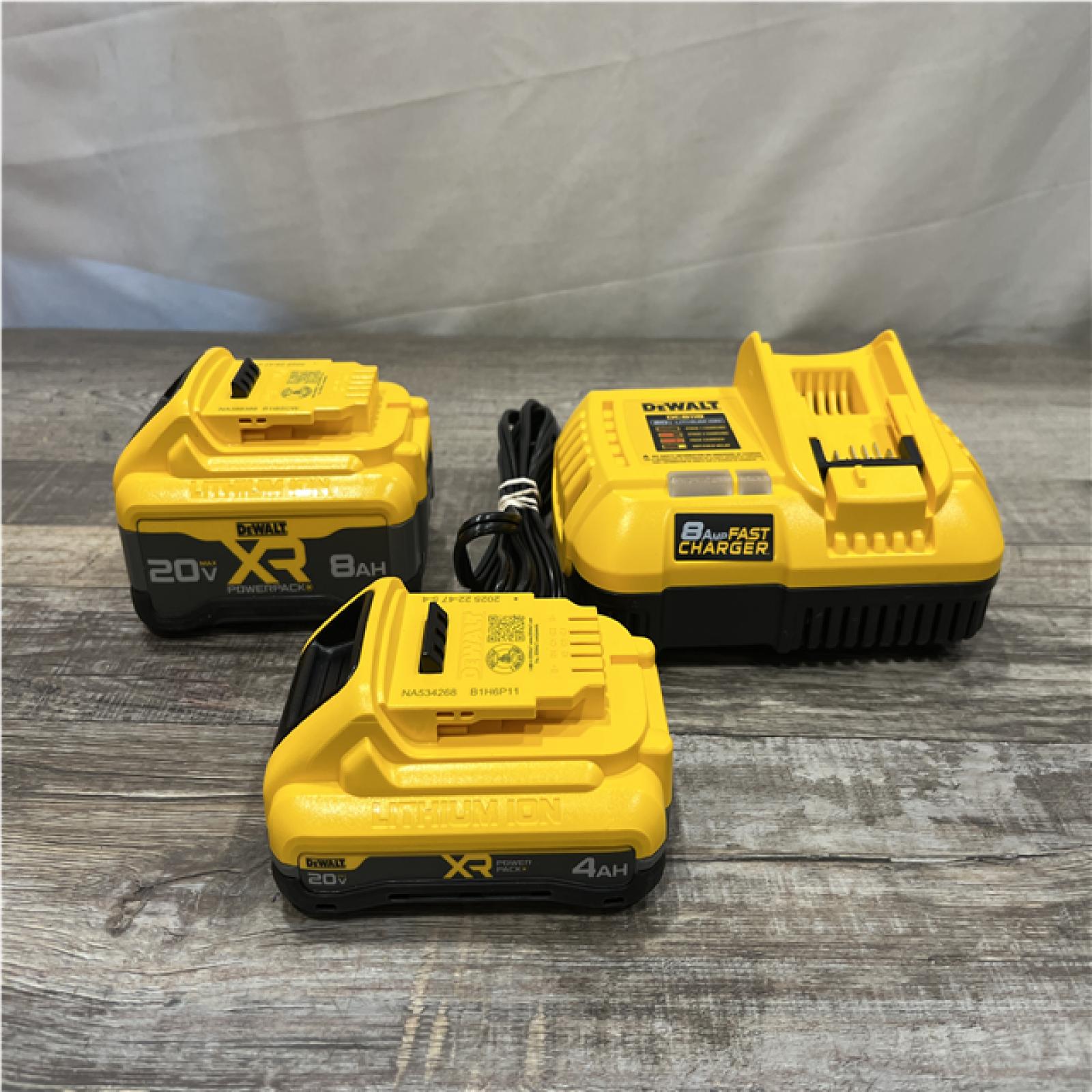 AS-IS DEWALT 20V XR Lithium-Ion Starter Pack with 8.0 Ah and 4.0 Ah Battery Packs and Charger