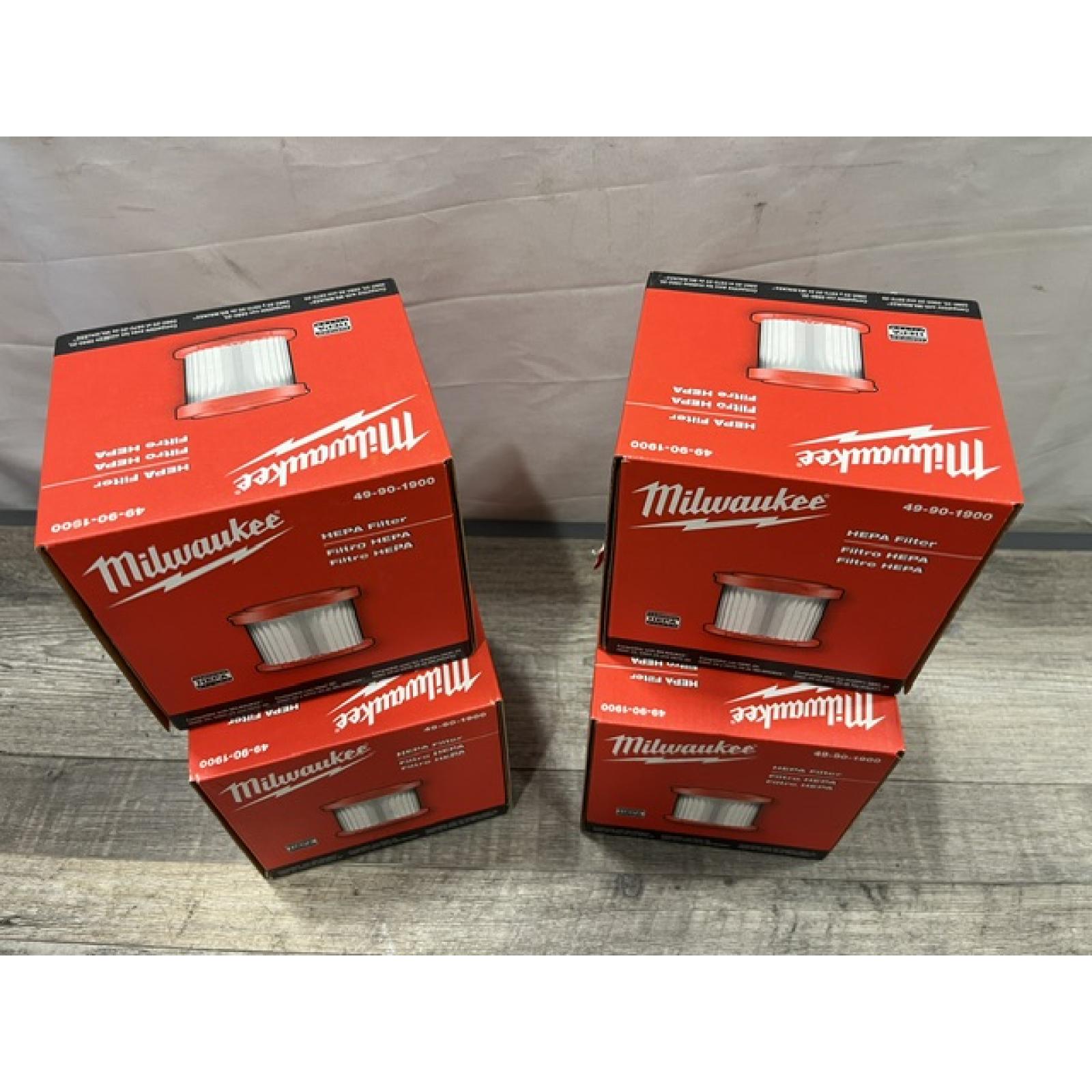 NEW - Milwaukee 18/12 HEPA Wet/Dry Vacuum Filter for Milwaukee Models 0880-20  0970-20  & 0960-20 Vacuums (Lot Of 4)