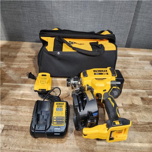 Houston Location AS-IS DEWALT 20V MAX Lithium-Ion 15-Degree Electric Cordless Roofing Nailer Kit