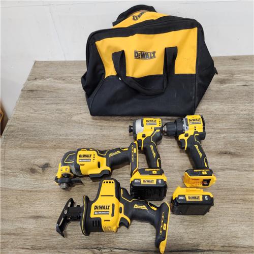 Phoenix Location NEW DEWALT ATOMIC 20V MAX Cordless Brushless 4 Tool Combo Kit, (2) 2.0Ah Batteries, and Bag (No Charger)