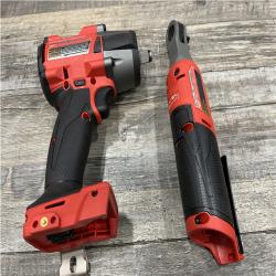 AS-IS Milwaukee FUEL 18V Cordless Mid Torque 1/2 in. Impact Wrench w/ 12 FUEL 3/8 in. Ratchet Combo Kit