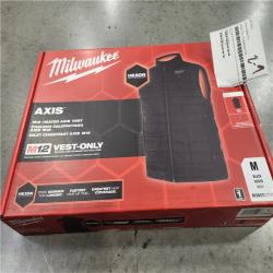NEW! - Milwaukee Men's Medium M12 12V Lithium-Ion Cordless AXIS Black Heated Vest (Vest Only)