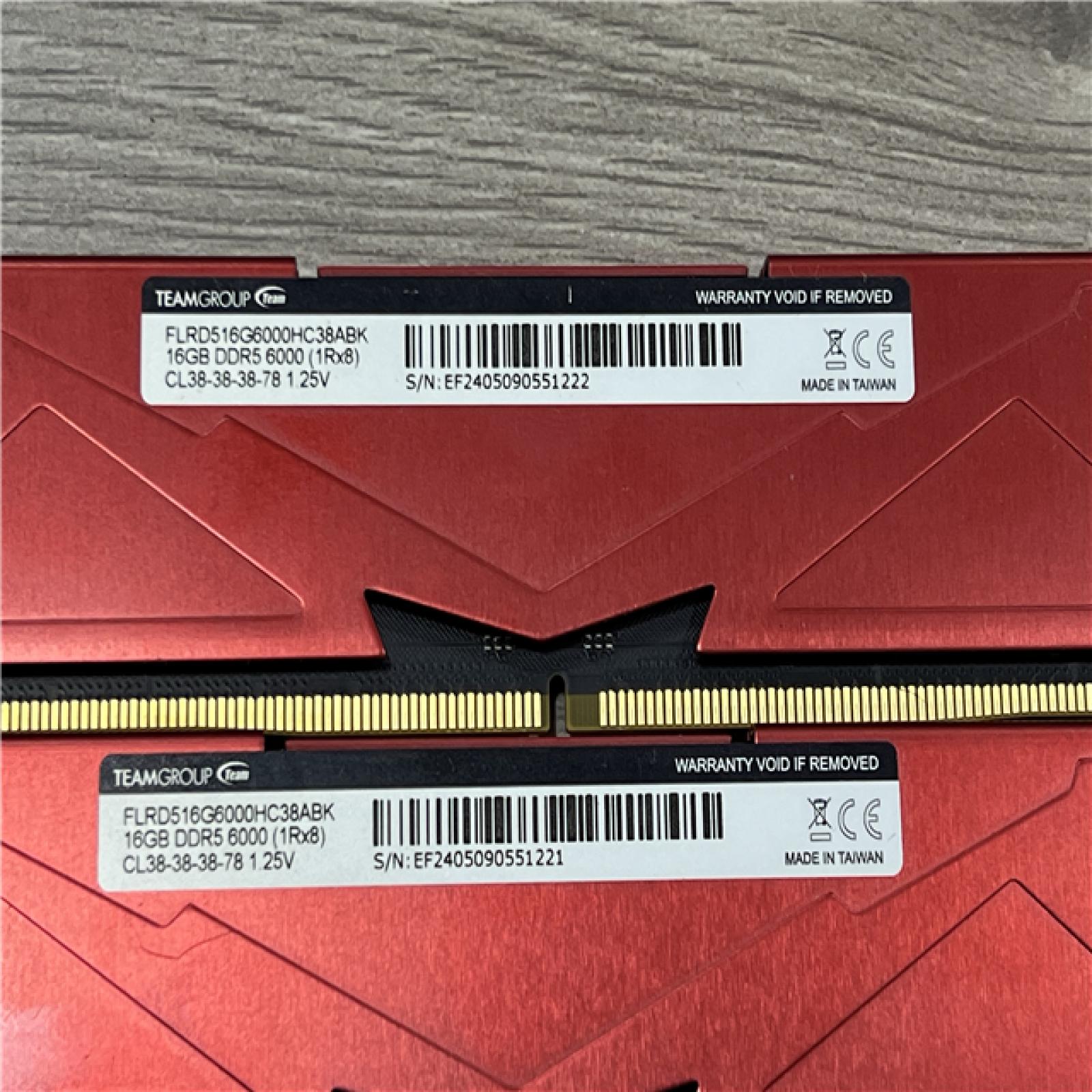 AS-IS TEAMGROUP T-Force VULCAN DDR5 6000mhz DESKTOP RAM BLACK 32gb (2x16gb) CL38