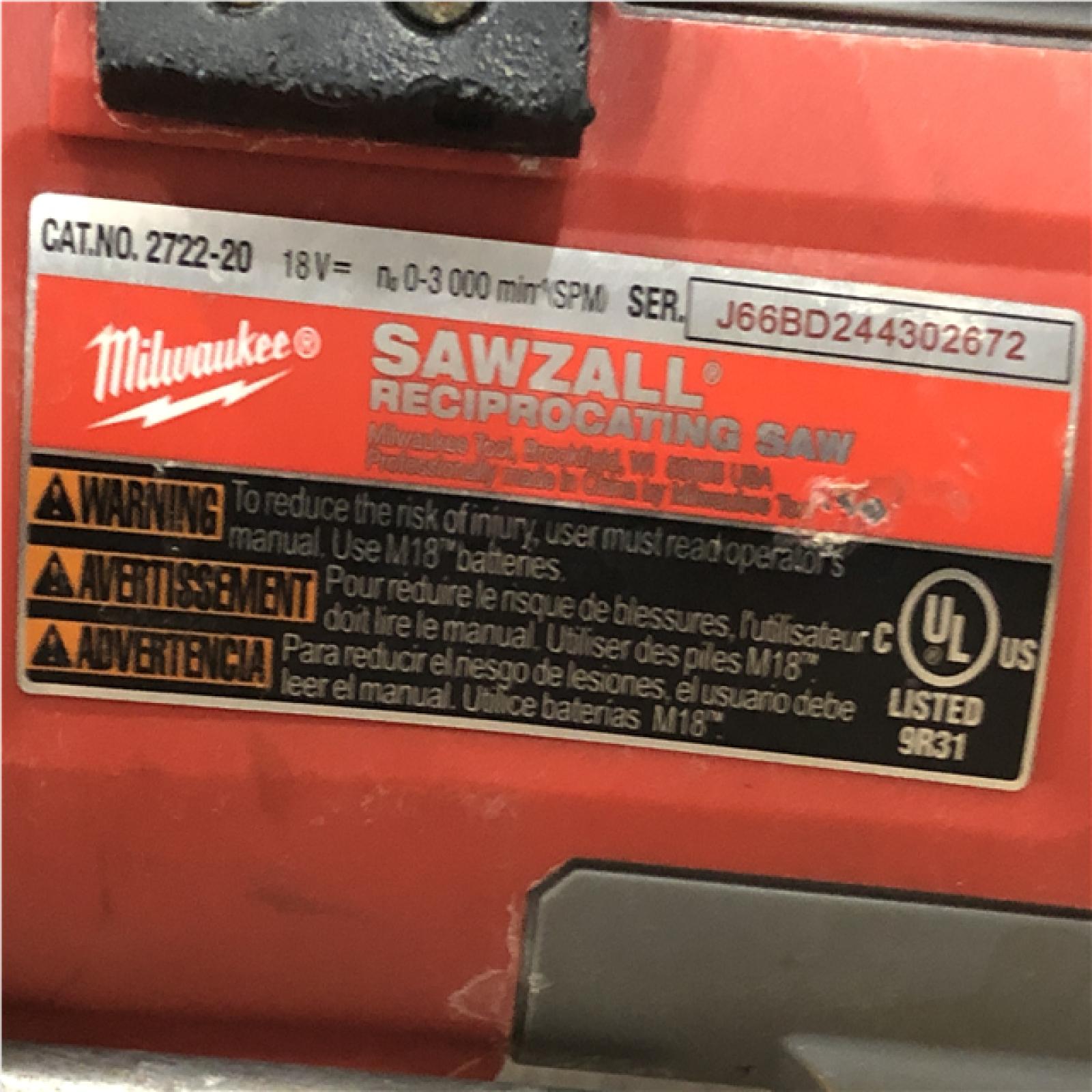 AS-IS Milwaukee FUEL 18V Lithium-Ion Brushless Cordless Super SAWZALL Orbital Reciprocating Saw (Tool-Only)