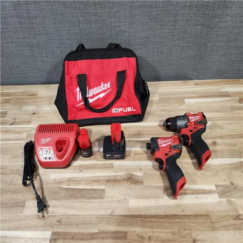 HOUSTON LOCATION - AS-IS Milwaukee FUEL 12-Volt Lithium-Ion Brushless Cordless Hammer Drill and Impact Driver Combo Kit
