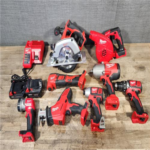 HOUSTON LOCATION - AS-IS MILWAUKEE 8 TOOL COMBO KIT W/ (2) BATTERY & CHARGER