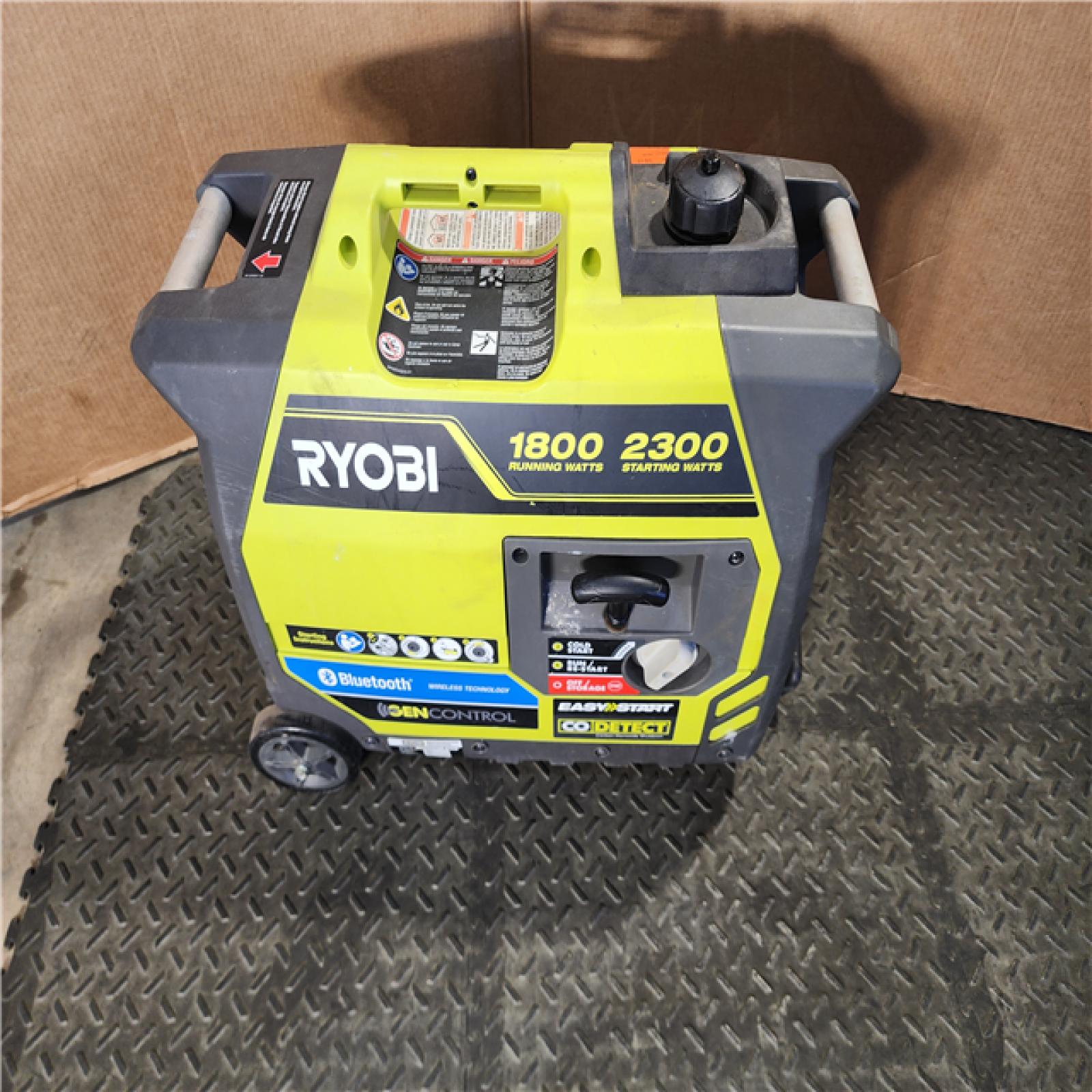 HOUSTON LOCATION - AS-IS RYOBI 2,300-Watt Recoil Start Bluetooth Super Quiet Gasoline Powered Digital Inverter Generator with CO Shutdown Sensor