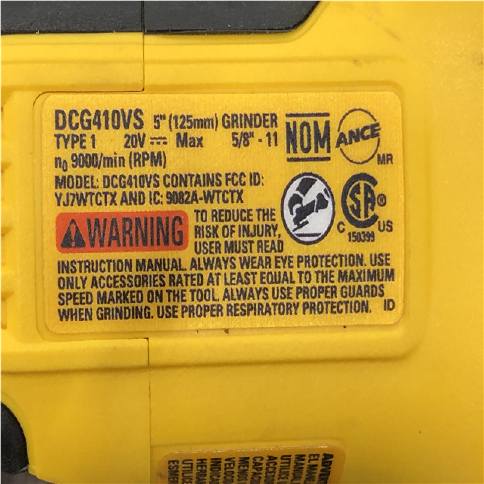 AS-IS DEWALT 20V XR Cordless 4-1/2. in. to 5 in. Variable Speed Angle Grinder (Tool Only)