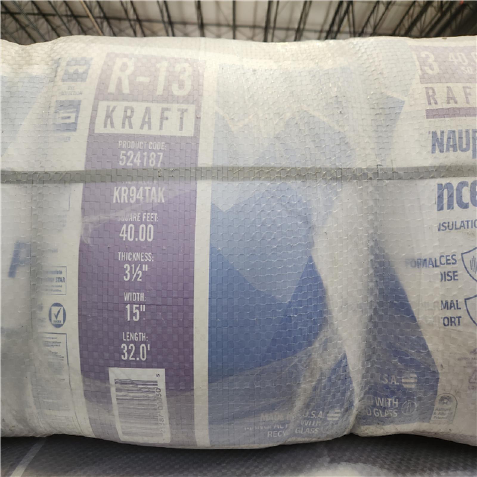 Phoenix NEW Knauf Insulation R13 Kraft Faced 15 in. x 32 ft. Fiberglass Insulation Rolls for 2x4 Wall - Sound-Reducing and Made in America (48-Rolls)