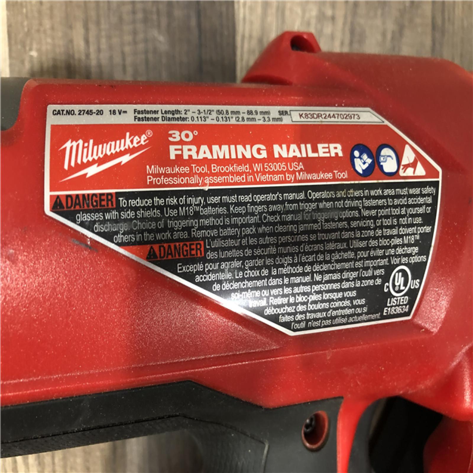 AS-IS Milwaukee FUEL 3-1/2 in. 18-Volt 30-Degree Lithium-Ion Brushless Cordless Framing Nailer (Tool-Only)