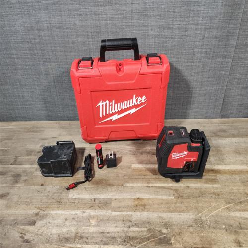 HOUSTON LOCATION - AS-IS Milwaukee-3522-21 Green Beam Laser Cross Line Plumb Point Rechargeable USB Kit