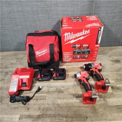 HOUSTON LOCATION - AS-IS Milwaukee M18 18V Lithium-Ion Brushless Cordless Compact Drill/Impact Combo Kit (2-Tool) W/(2) 2.0 Ah Batteries  Charger & Bag