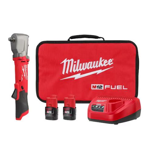 NEW! - Milwaukee M12 FUEL 12V Lithium-Ion Brushless Cordless 1/2 in. Right Angle Impact Wrench Kit with Two 2.0 Ah Batteries