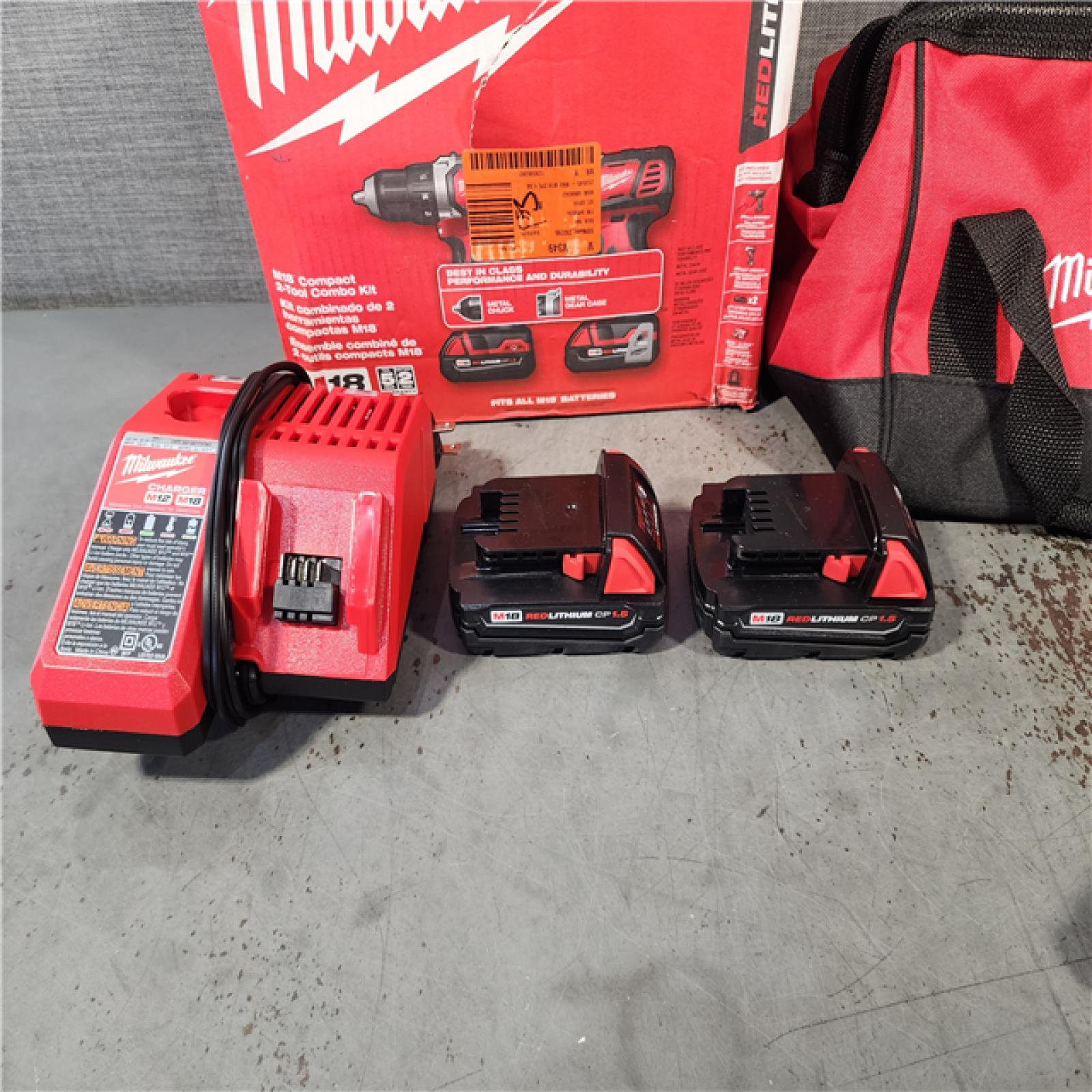 HOUSTON LOCATION - AS-IS Milwaukee M18 18V Cordless Brushed 2 Tool Drill/Driver and Impact Driver Kit