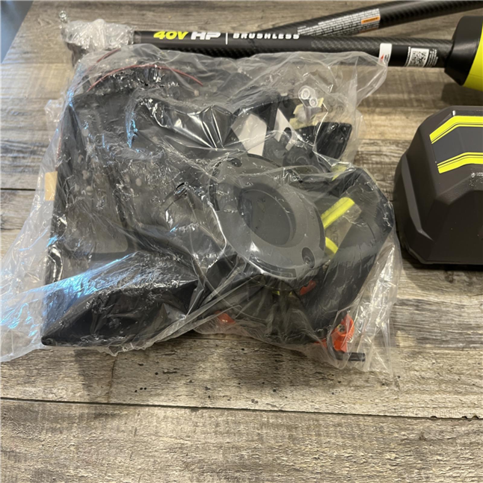 AS-IS RYOBI 40V HP Brushless Whisper Series 17 in. Cordless Battery Carbon Fiber Shaft String Trimmer Kit