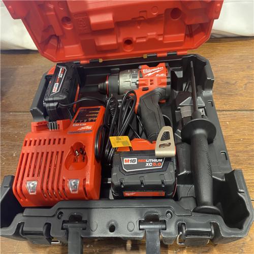 AS-IS Milwaukee 2904-22 Hammer Drill Driver Kit with Batteries  Charger & Tool Case  Red