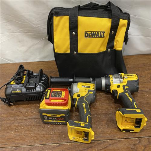 AS-IS DEWALT 20V MAX Cordless Brushless Hammer Drill/Driver 2 Tool Combo Kit with FLEXVOLT ADVANTAGE