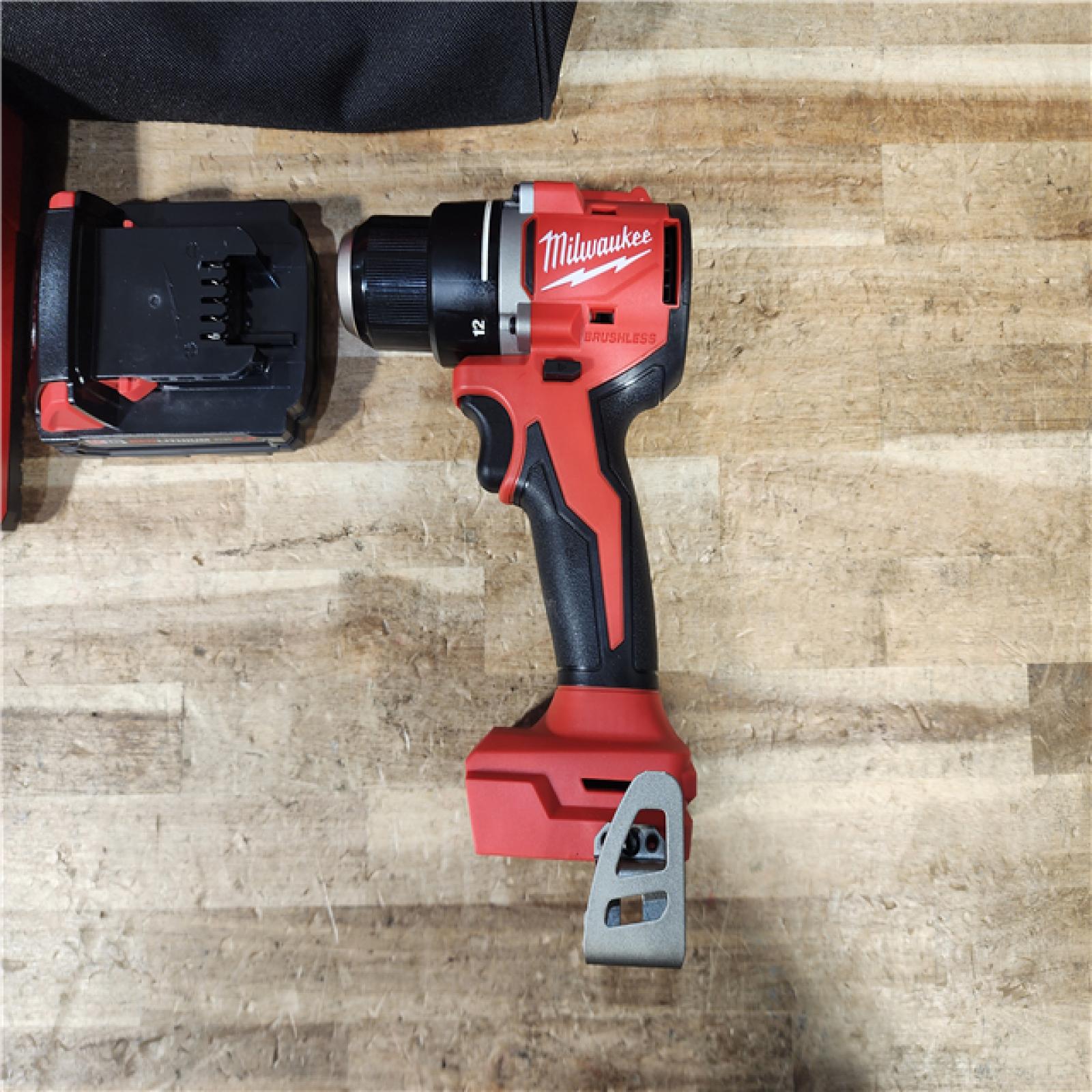 HOUSTON LOCATION - AS - IS Milwaukee 18V Lithium-Ion Brushless Cordless 1/2 in. Compact Drill/Driver with kit
