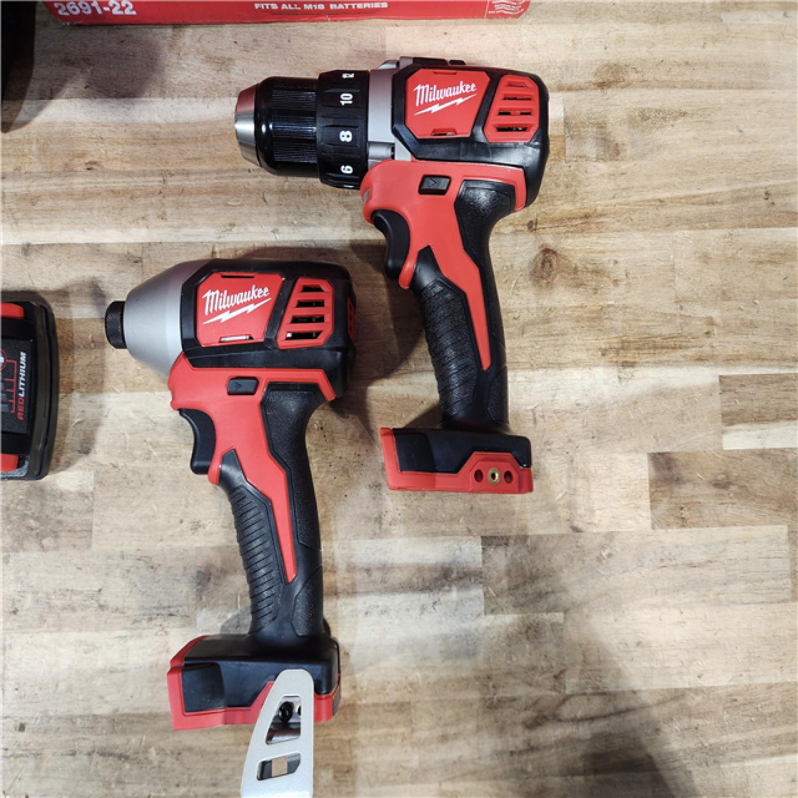 HOUSTON LOCATION - AS-IS Milwaukee 18V Lithium-Ion Cordless Drill Driver/Impact Driver Combo Kit