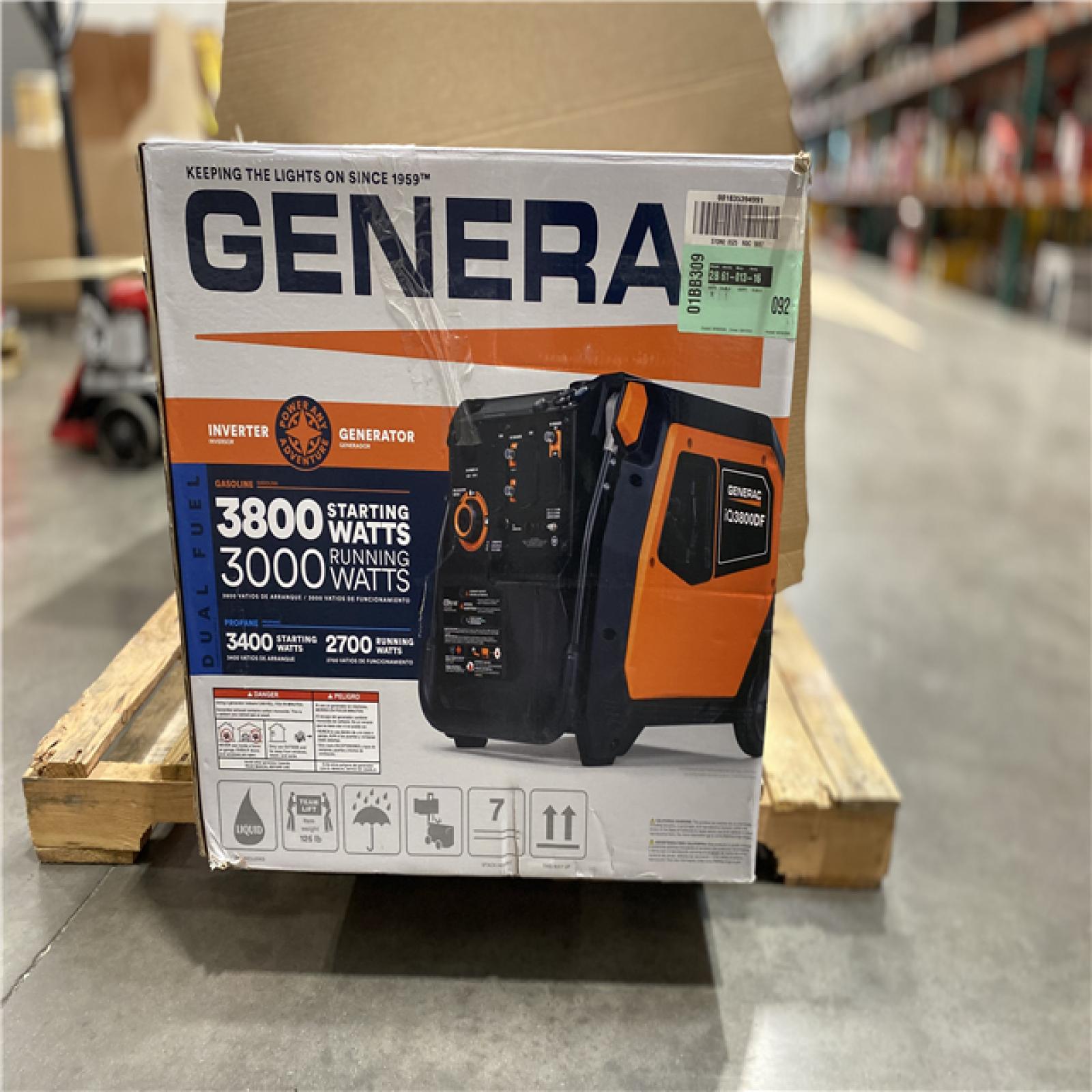 Dallas Location - As-Is Generac 3800/3000-Watt Dual Fuel Inveter Generator