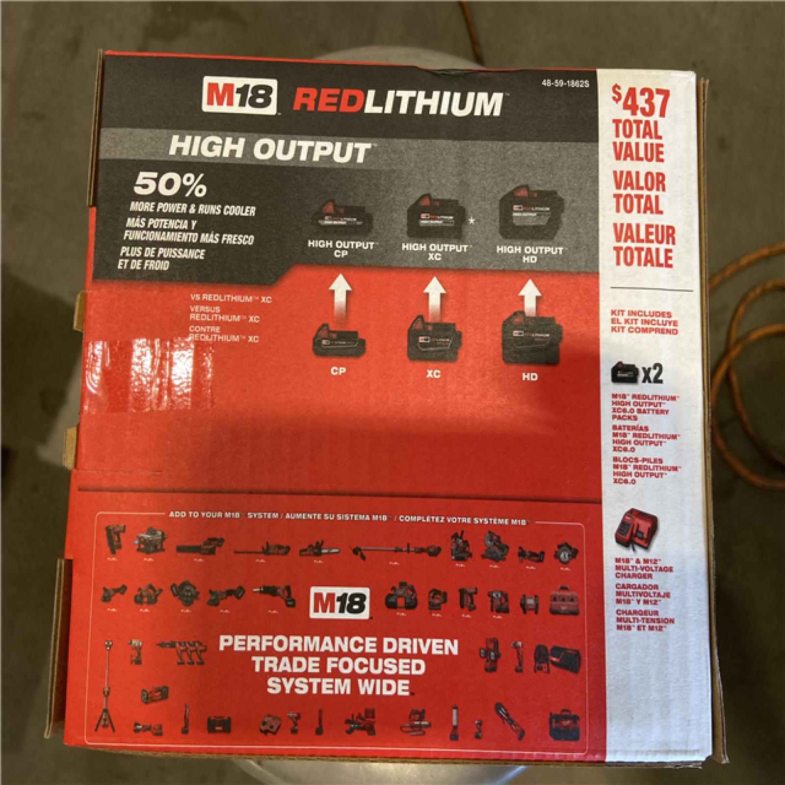 NEW! - Milwaukee M18 18-Volt Lithium-Ion High Output Starter Kit with Two 6.0 Ah Battery and Charger