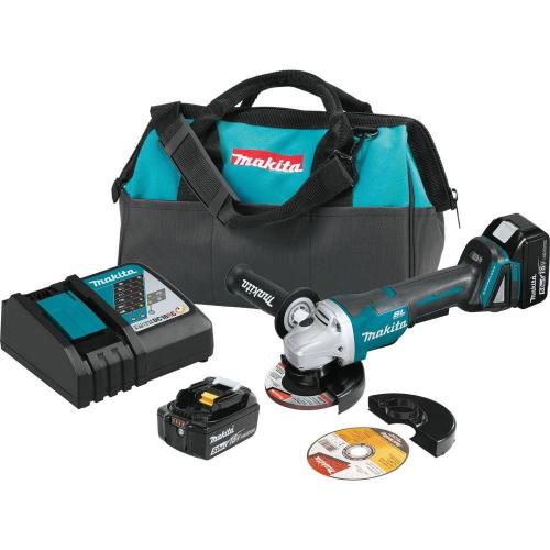 NEW!- Makita 18V 5.0Ah LXT Lithium-Ion Brushless Cordless 4-1/2 in. /5 in. Paddle Switch Cut-Off/Angle Grinder Kit