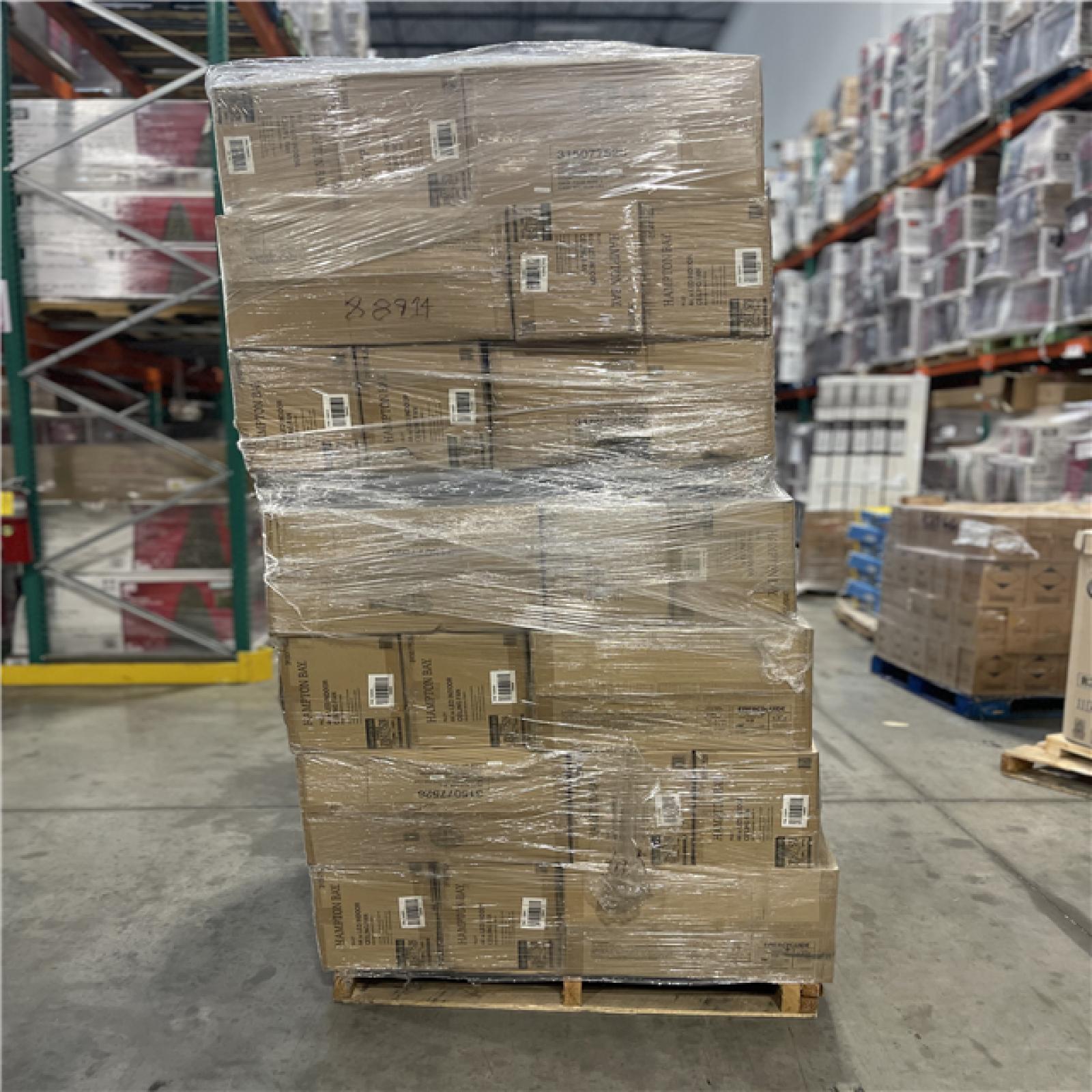 DALLAS LOCATION- Hampton Bay Riley 44 in. LED Brushed Nickel Ceiling Fan with Light Kit PALLET -(63 UNITS)