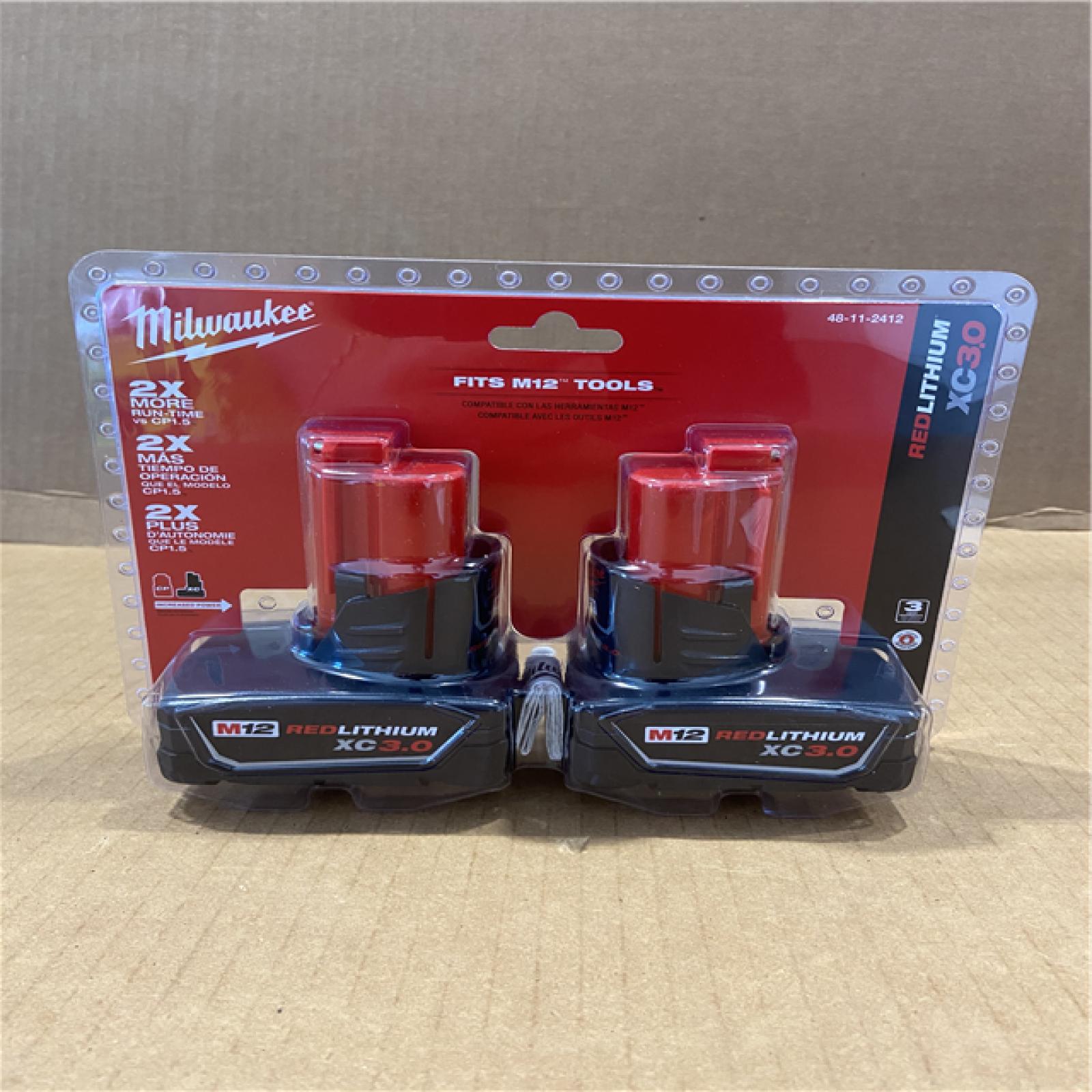 New! - Milwaukee M12 12-Volt Lithium-Ion XC Extended Capacity 3.0Ah Battery Pack 3.0Ah (2-Pack)