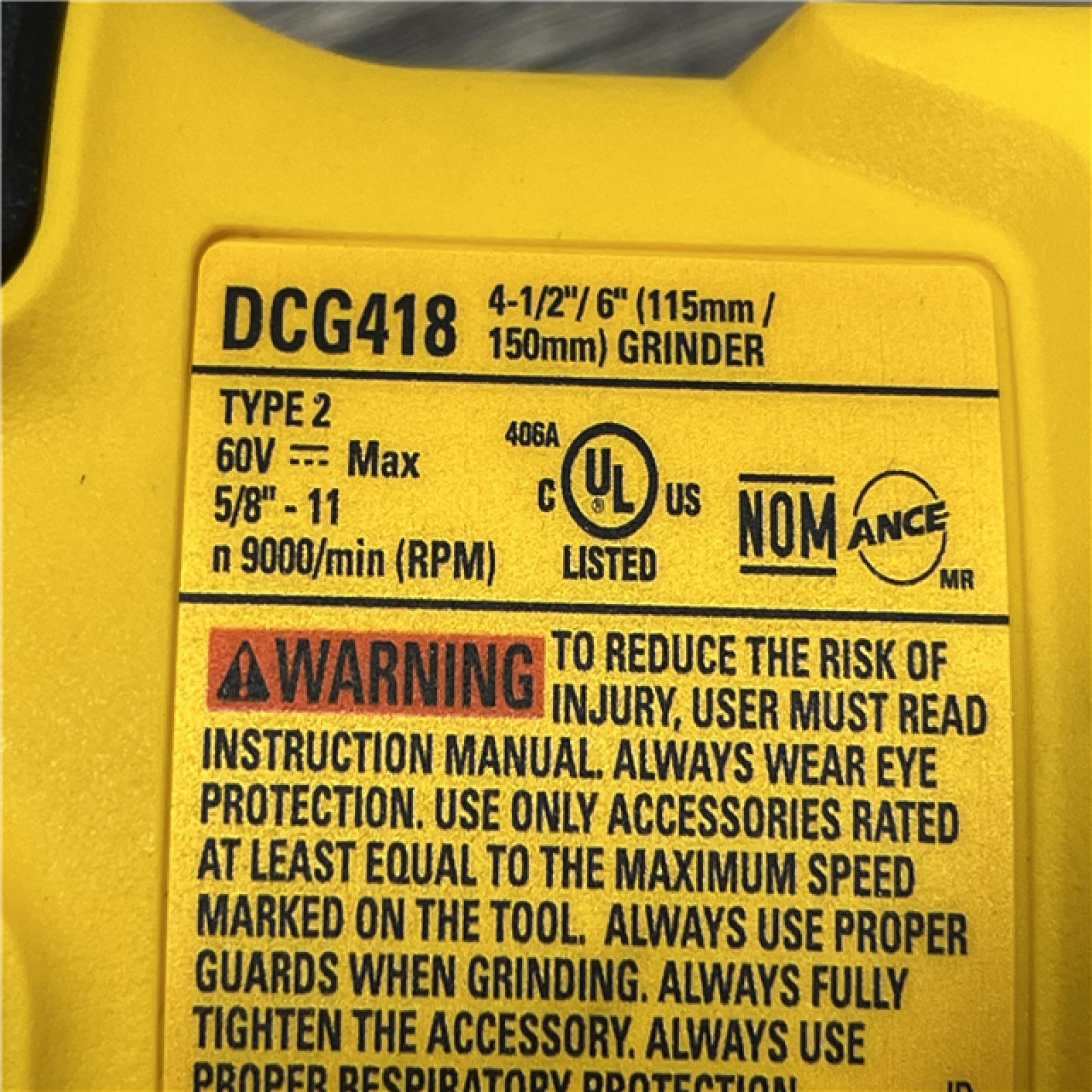 AS-IS DEWALT FLEXVOLT 60V MAX Cordless Brushless 4.5 in. to 6 in. Small Angle Grinder with Kickback Brake (Tool Only)