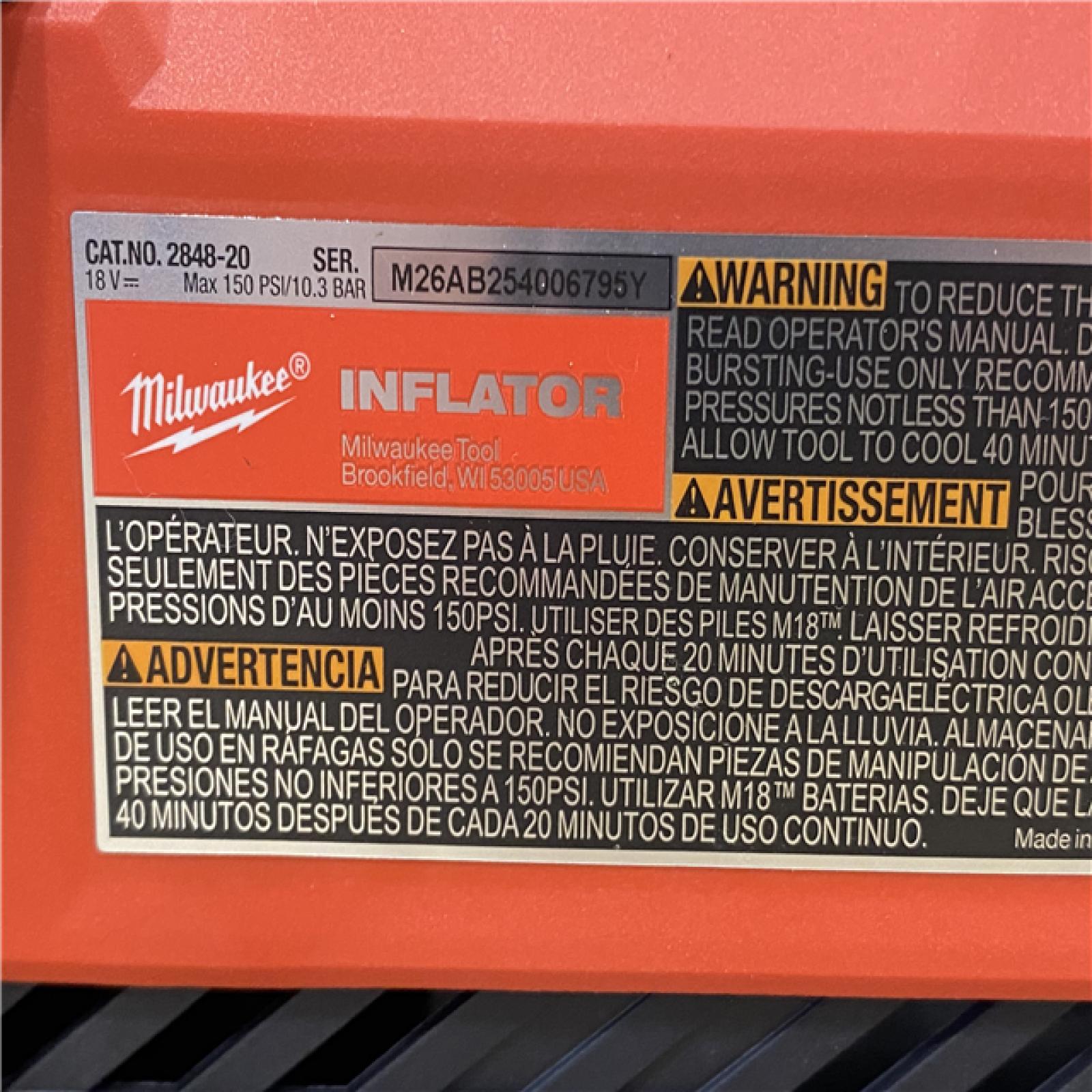 AS-IS Milwaukee 18-Volt Lithium-Ion Cordless Electric Portable Inflator (Tool-Only)