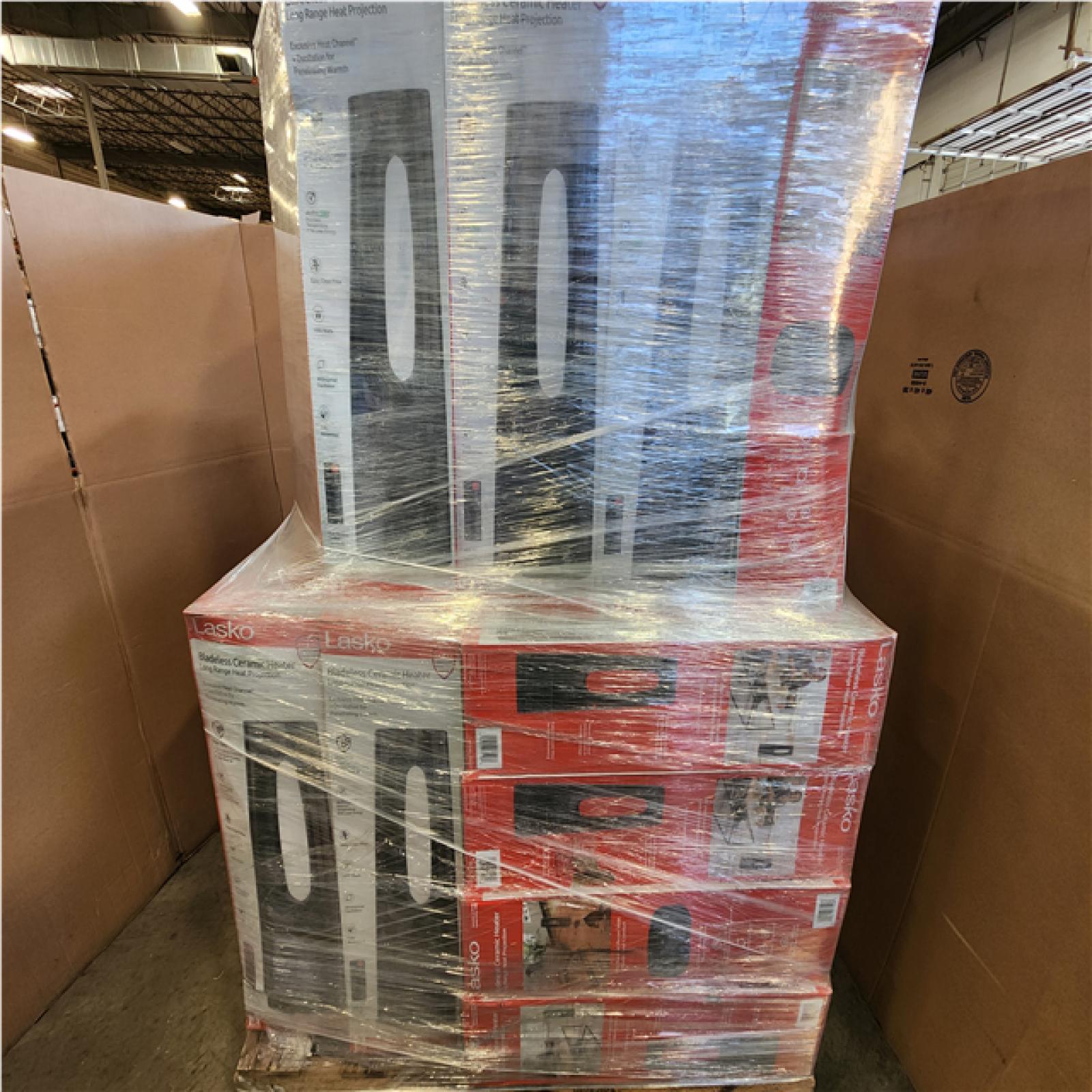 Phoenix NEW Lasko Bladeless 1500W 28 in. Black Electric Oscillating Tower Ceramic Space Heater with Remote Control and Digital Display Pallet of 38
