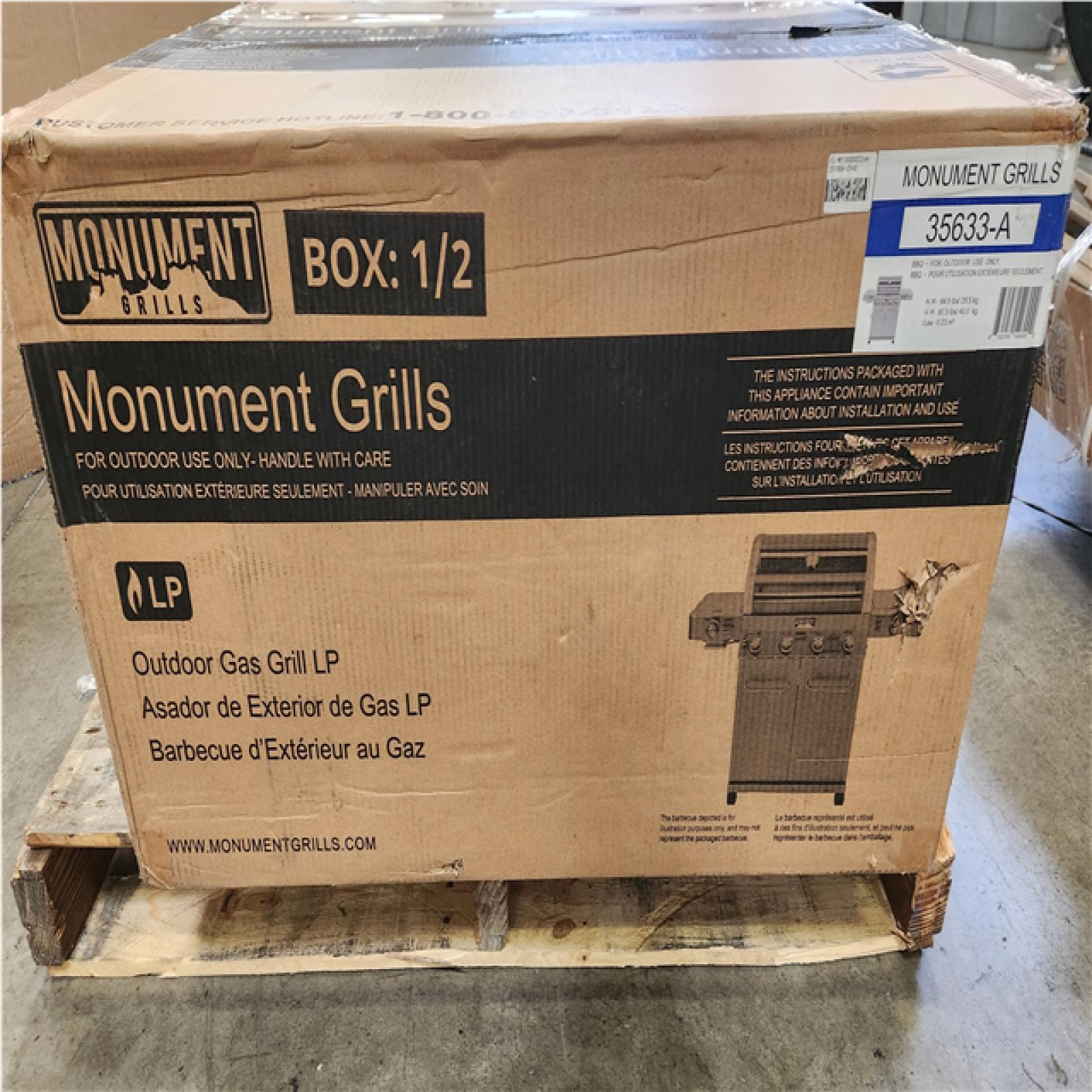 Phoenix LIKE NEW Monument Grills 4-Burner Propane Gas Grill in Stainless with Clear View Lid, LED Controls, Side and Sear Burners