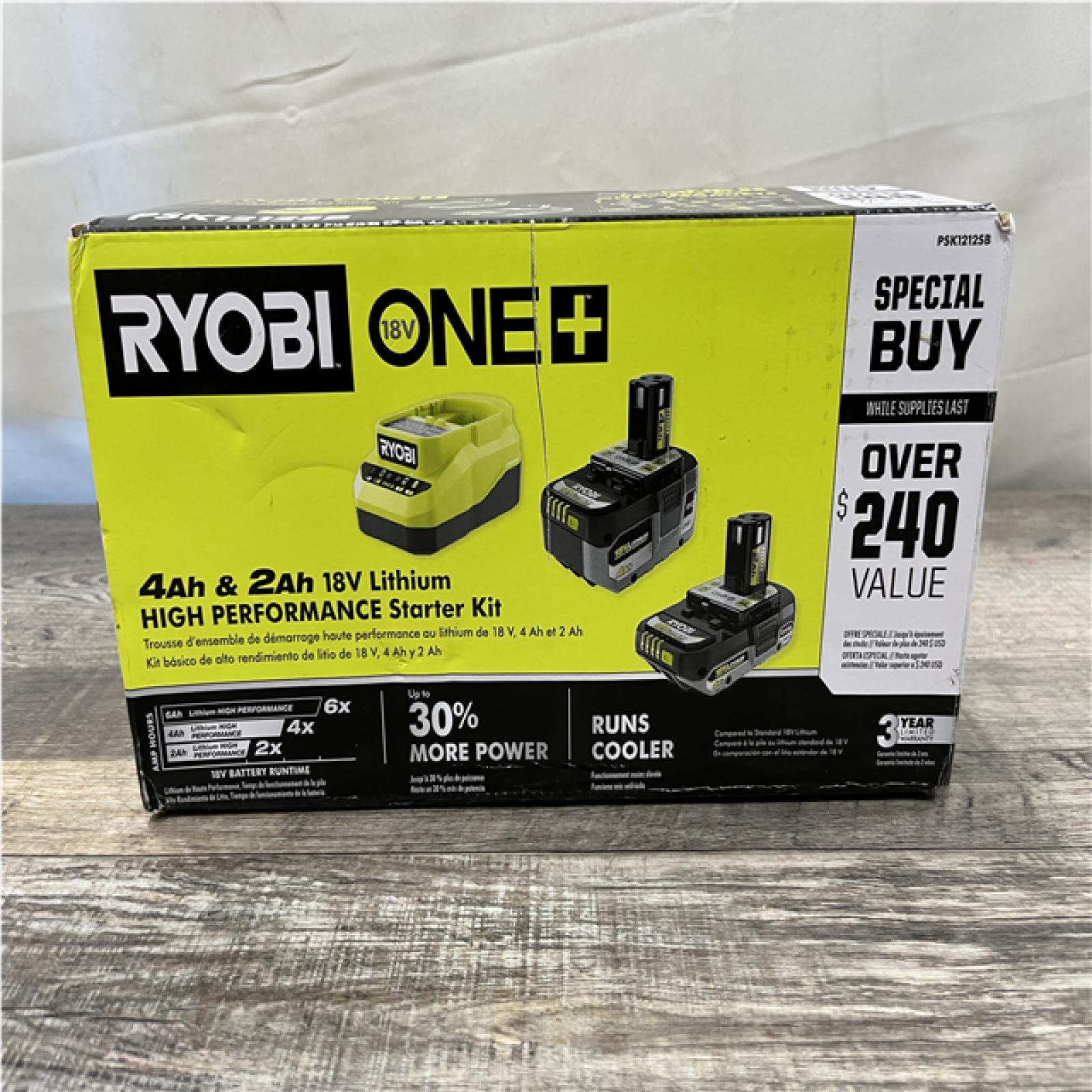 NEW - RYOBI ONE+ 18V Lithium-Ion Starter Battery  and Charger Kit