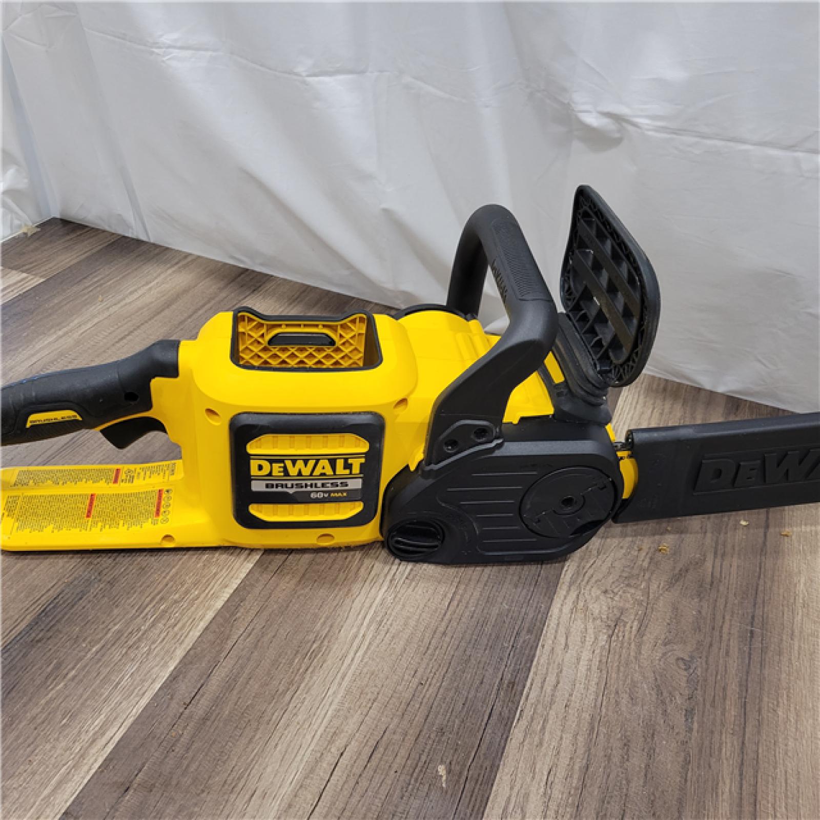 AS-IS   DEWALT  FLEXVOLT 60V MAX 16in. Brushless Cordless Battery Powered Chainsaw Kit with (1) FLEXVOLT 2 Ah Battery & Charger