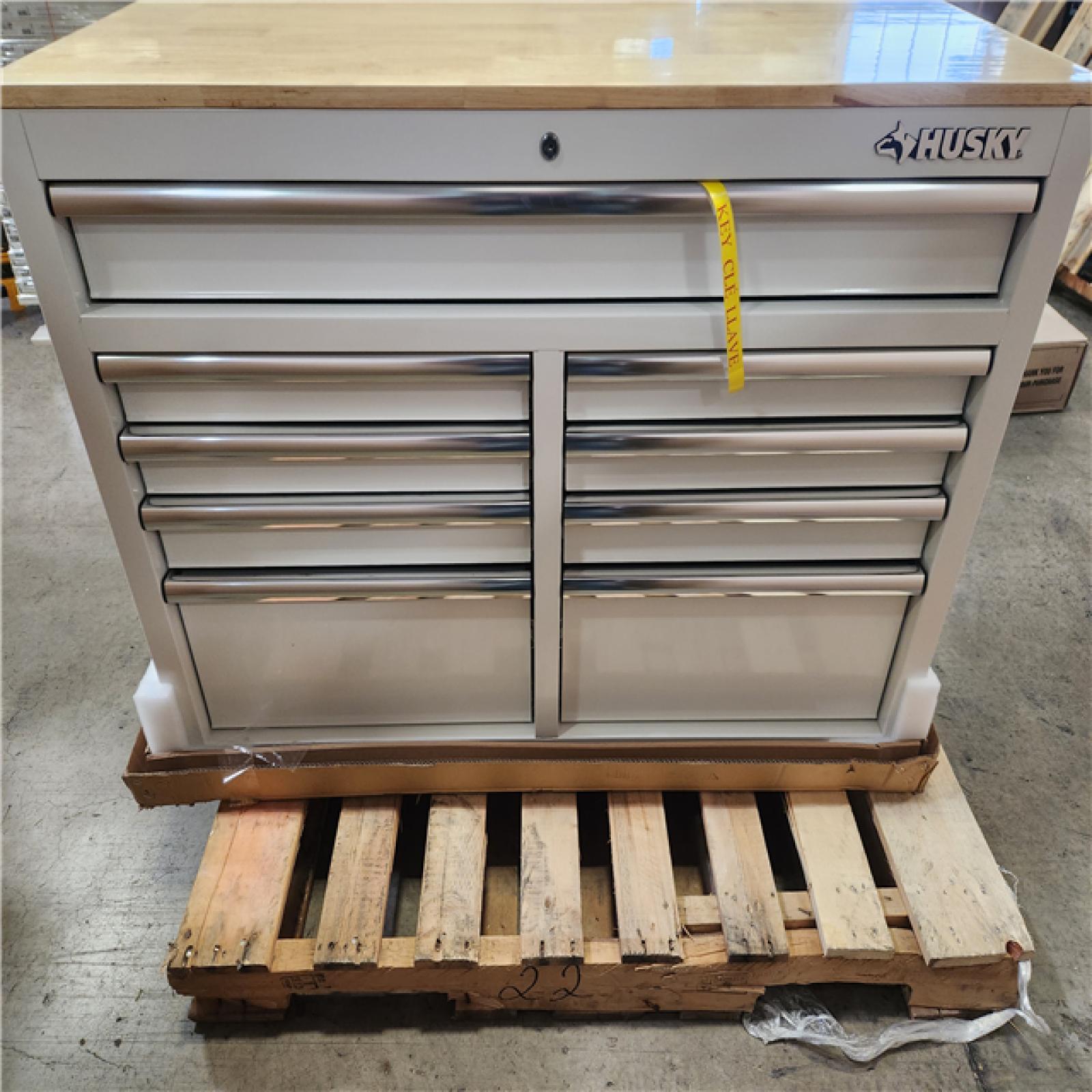 Phoenix NEW Husky Tool Storage 46 in. W x 18 in. D 9-Drawer Gloss White Mobile Workbench Cabinet