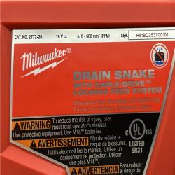 AS-IS Milwaukee FUEL 18-Volt Lithium-Iron Cordless Plumbing Drain Snake Auger Kit