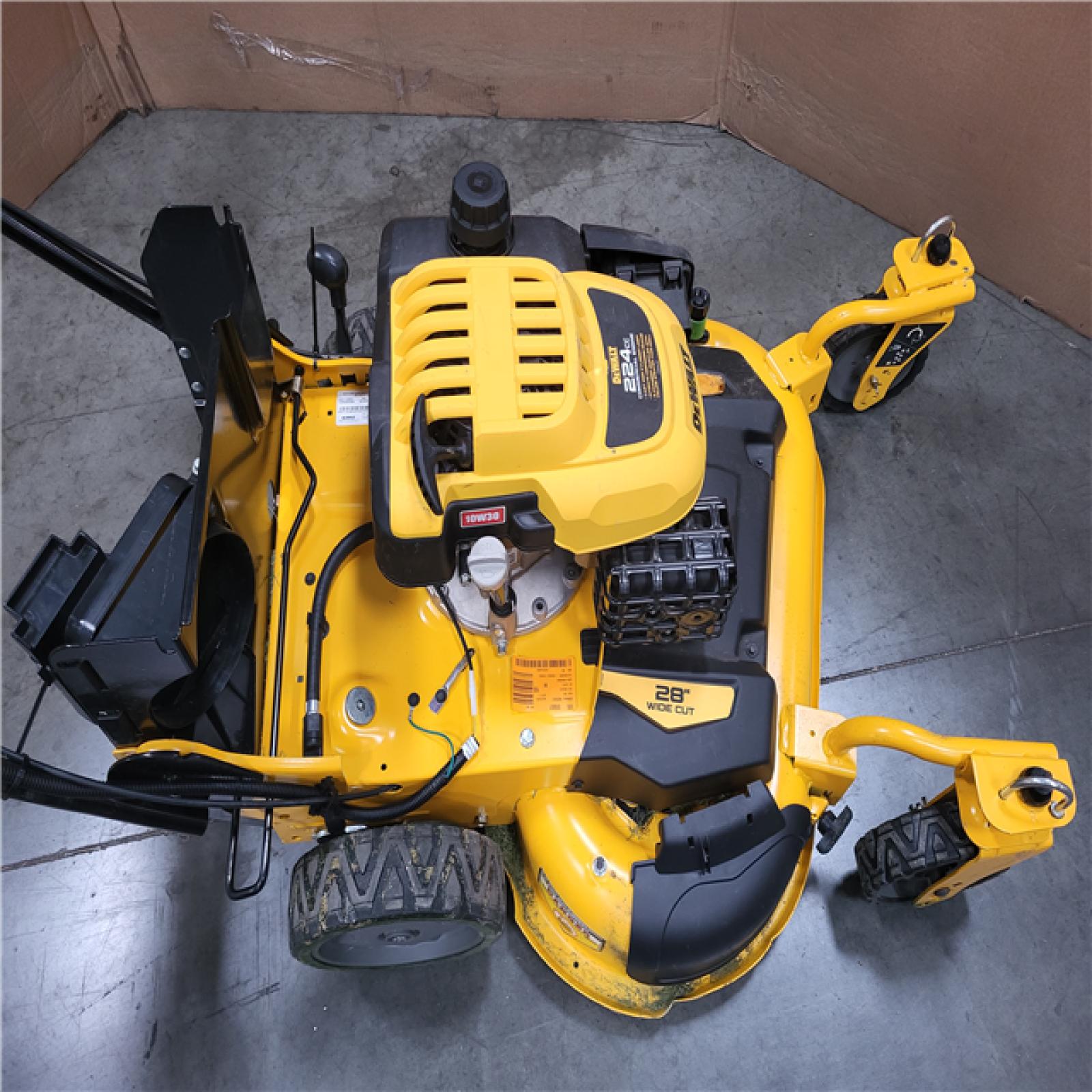 CALIFORNIA AS-IS DEWALT 224CC ENGINE 28 WIDE CUT GASOLINE LAWN MOWER