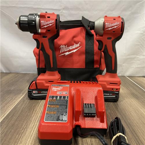AS-IS Milwaukee M18 18V Lithium-Ion Brushless Cordless Compact Drill/Impact Combo Kit