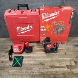 HOUSTON LOCATION - AS-IS Milwaukee 12-Volt Lithium-Ion Cordless Green 250 ft. 3-Plane Laser Level Kit
