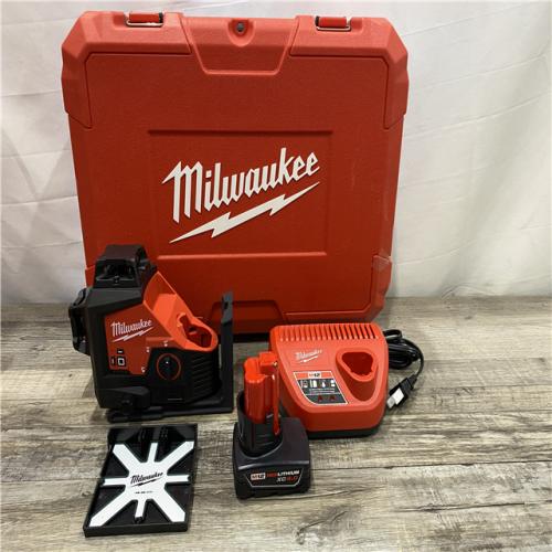 AS-IS Milwaukee 12-Volt Lithium-Ion Cordless Green 250 ft. 3-Plane Laser Level Kit